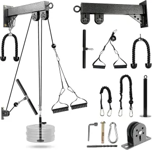 TRENDBOX Pulley System Gym Cable Machine LAT Pulldown Attachments Chest Expansion Training Exercise and Fitness Home Gyms