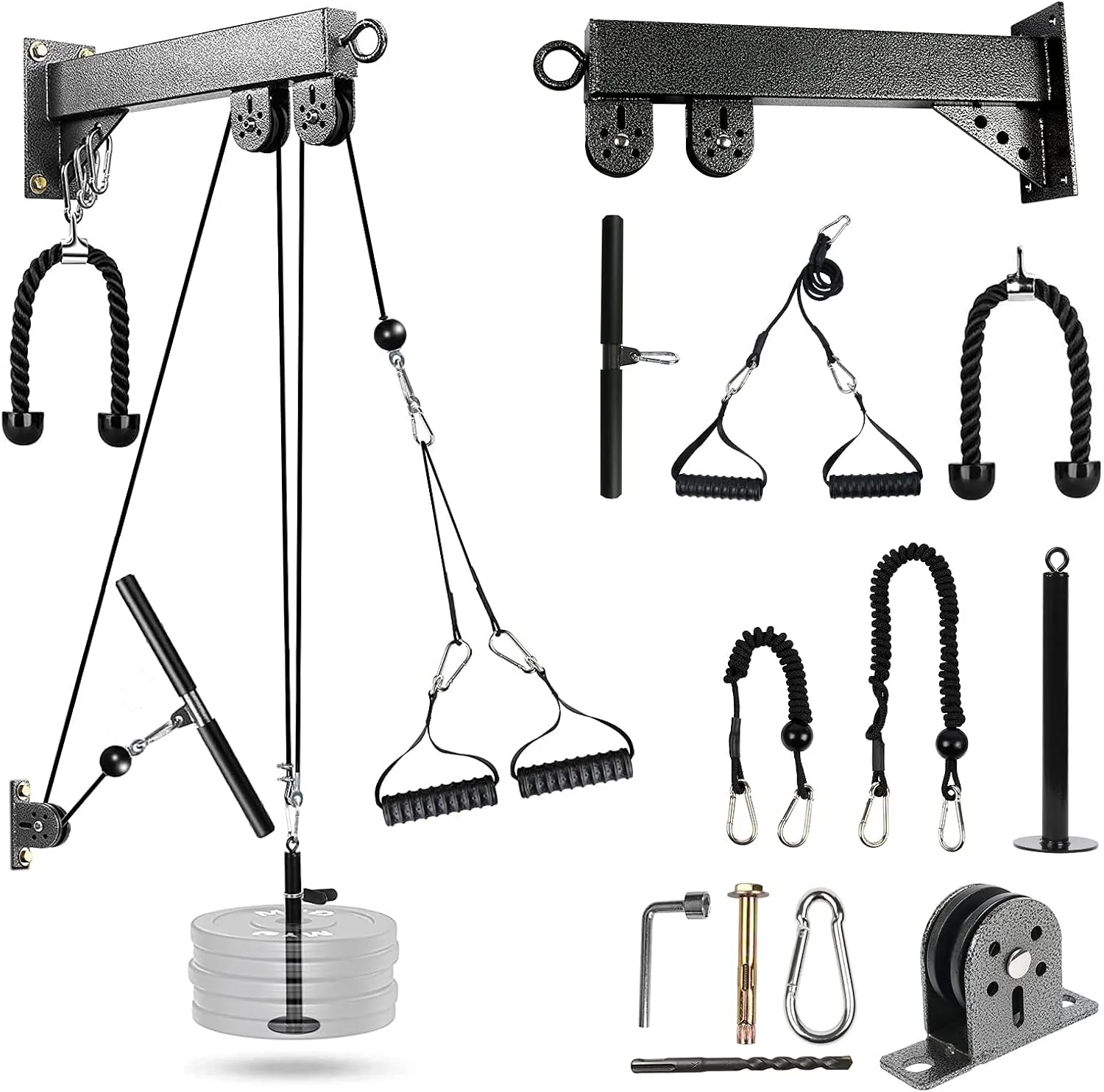 TRENDBOX Pulley System Gym Cable Machine LAT Pulldown Attachments Chest Expansion Training Exercise and Fitness Home Gyms