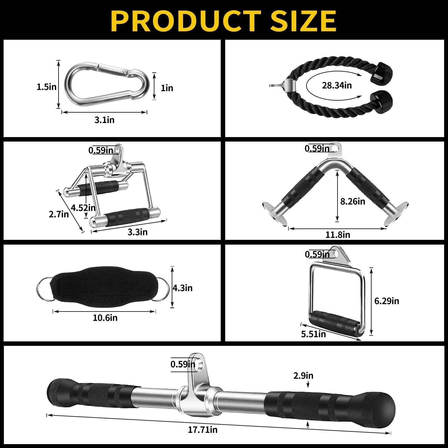 Tricep Press Down Cable Machine Attachment, LAT Pulldown Attachments, Home Gym Accessories, Triceps Pull Down Attachment, Cable Machine Accessories for Home Gym