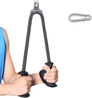 Tricep Rope 27 & 36 inches 2 Colors Fitness Attachment Cable Machine Pulldown Heavy Duty Coated Nylon Rope with Solid Rubber Ends