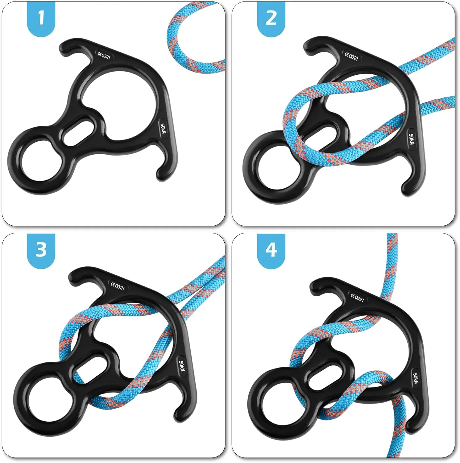 TRIWONDER Rescue Figure 8 Descender, 35kN 50kN Aluminum Rappelling Belay Gear Climbing Rigging Plate Downhill Equipment Heavy Duty