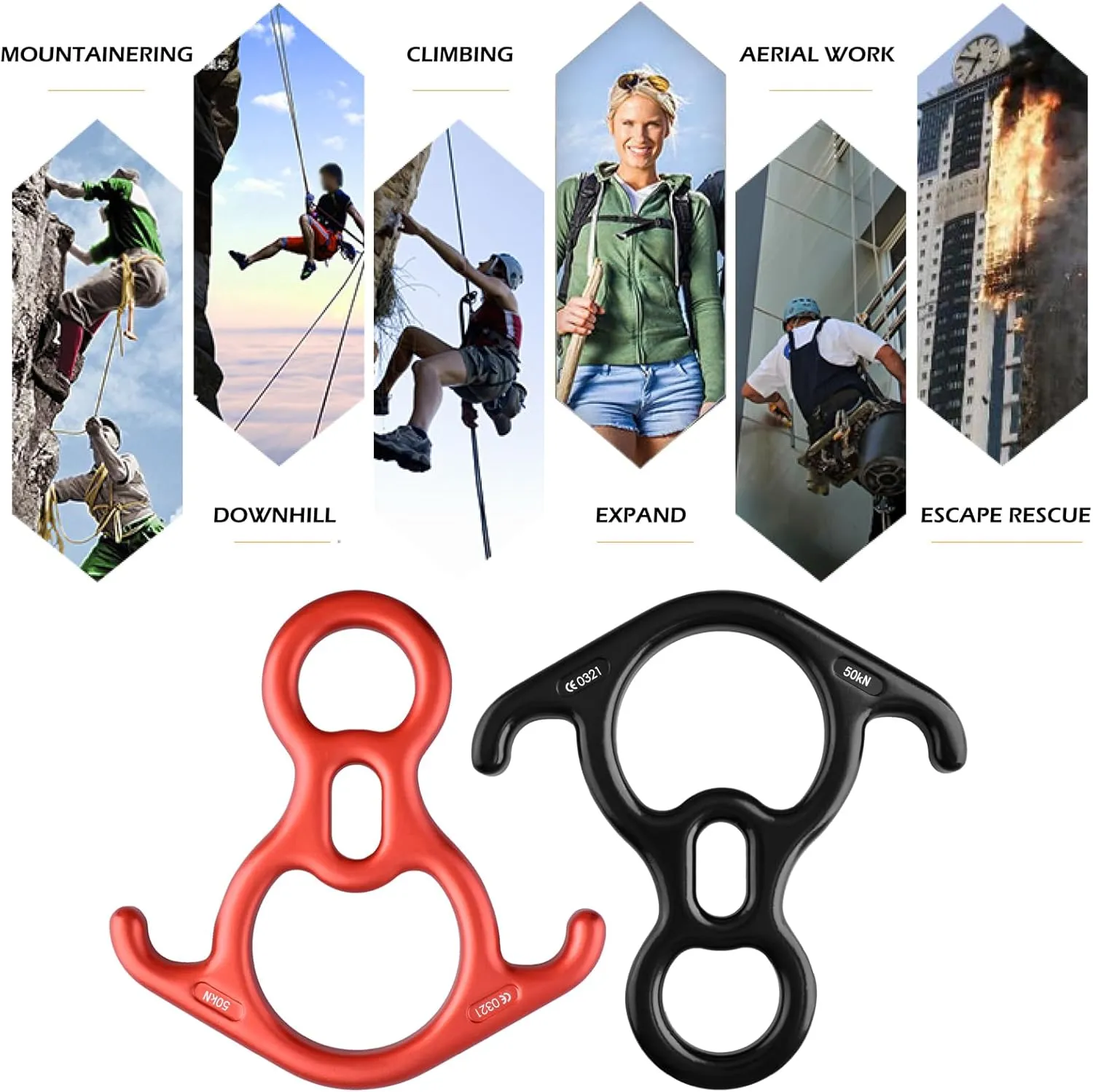 TRIWONDER Rescue Figure 8 Descender, 35kN 50kN Aluminum Rappelling Belay Gear Climbing Rigging Plate Downhill Equipment Heavy Duty