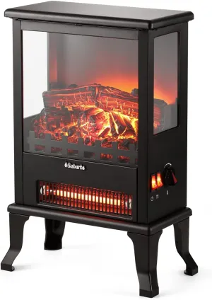 TURBRO Suburbs TS17Q Infrared Electric Fireplace Stove, 19" Freestanding Stove Heater with 3-Sided View, Realistic Flame, Overheating Protection, CSA Certified, for Small Spaces, Bedroom - 1500W