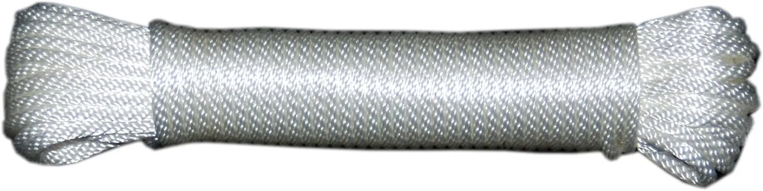 T.W Evans Cordage 44-083 1/4-Inch Solid Braid Nylon Rope 50-Feet Hank, White