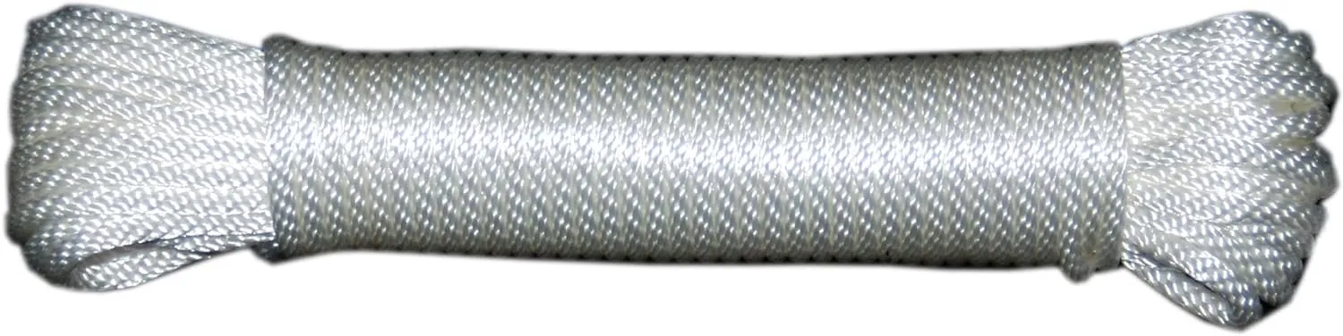 T.W Evans Cordage Co. 44-080 1/4-Inch Solid Braid Nylon Rope 100-Feet Hank, White