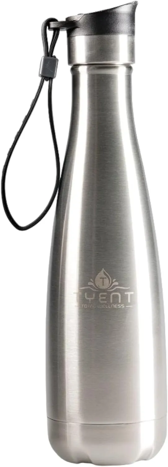 TYENT - Contemporary Drinkware - Insulated Stainless Steel Bottles - Dual Walls - Easy-Sip Cap - Beverages stay Hot or Cold 24 Hours - BPA-Free - Earth-Friendly Reusability - 750ml - Stainless Steel