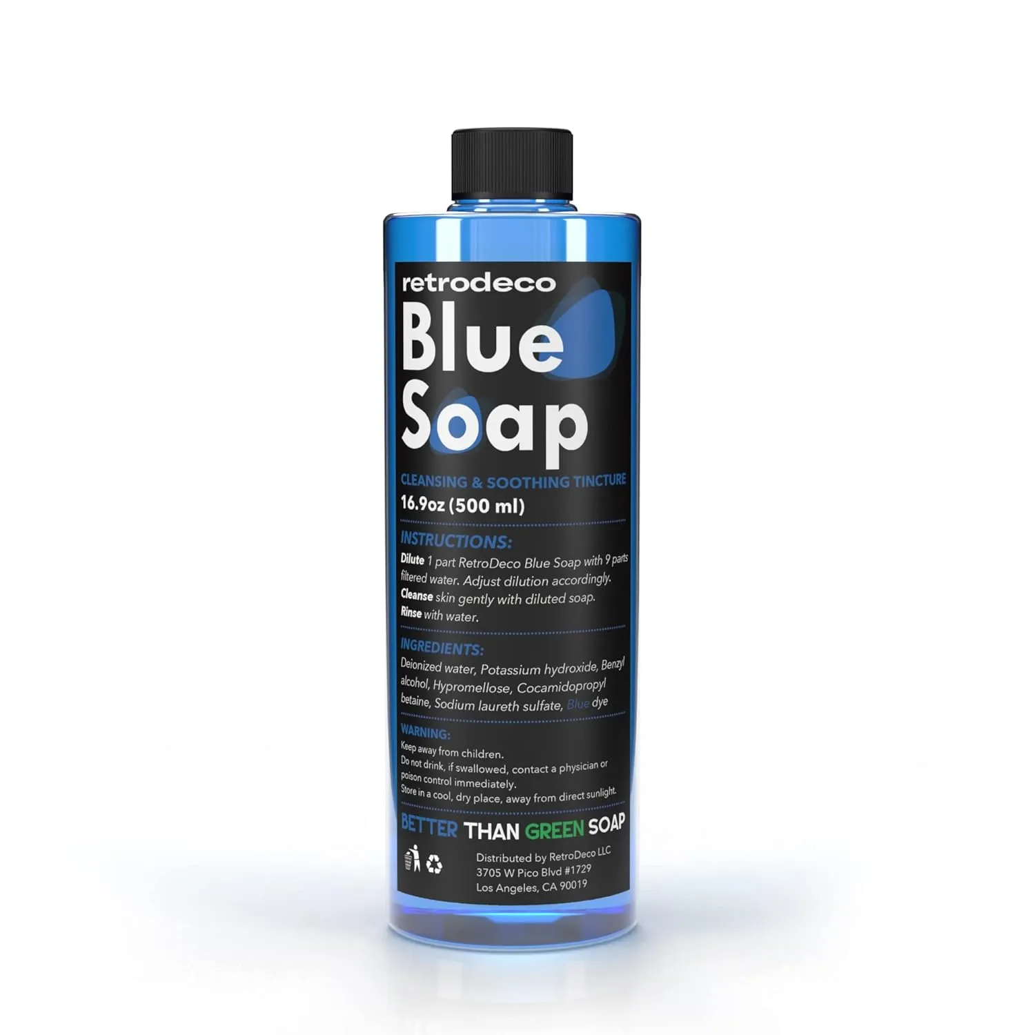 Ultra Concentrated 16.9oz Tincture of Blue Tattoo Soap USP: Makes 1.3 Gallons of Blue Soap with XL 16.9oz Squeeze Bottle For Skin and Piercings, Better Than Green Soap