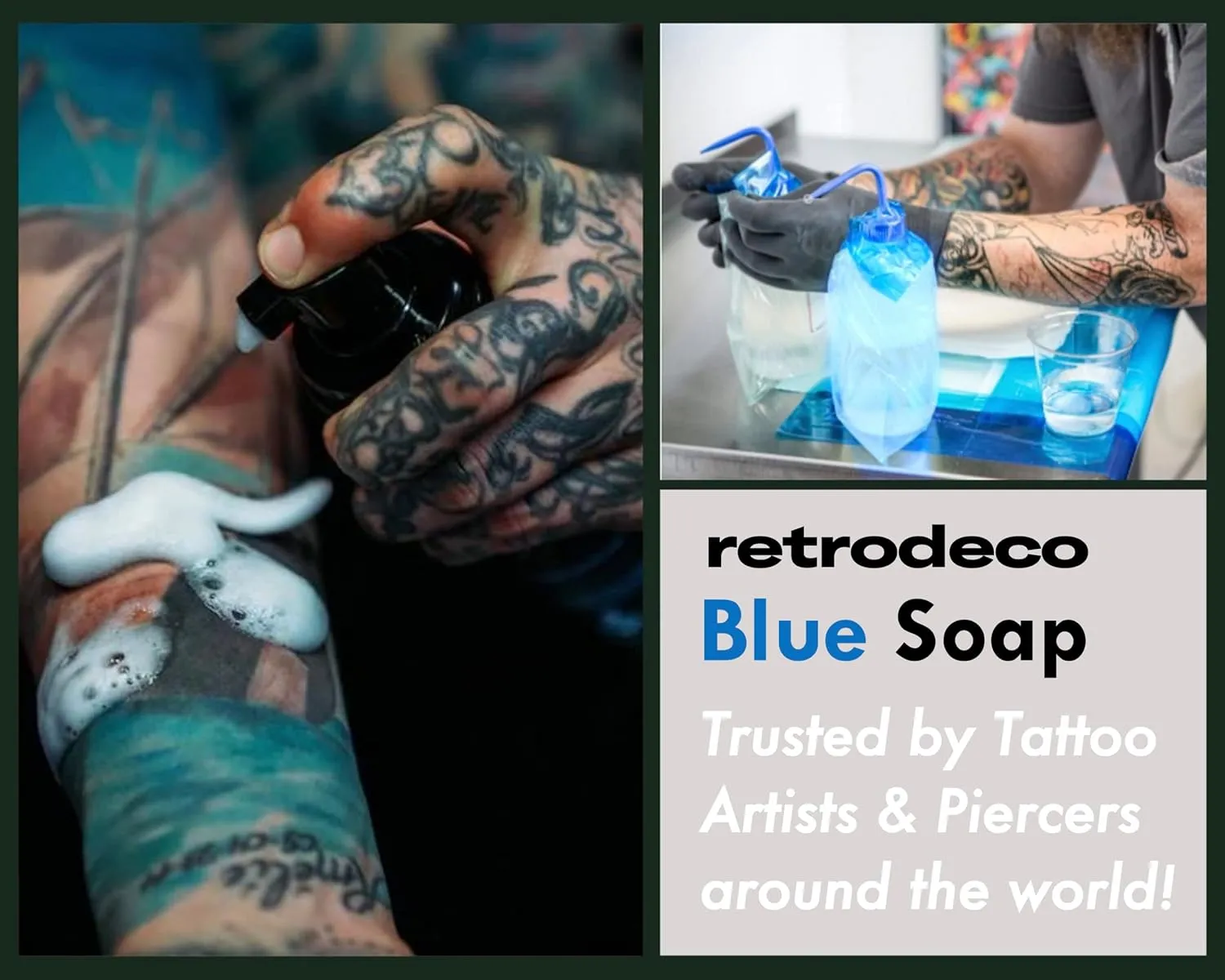 Ultra Concentrated 16.9oz Tincture of Blue Tattoo Soap USP: Makes 1.3 Gallons of Blue Soap with XL 16.9oz Squeeze Bottle For Skin and Piercings, Better Than Green Soap