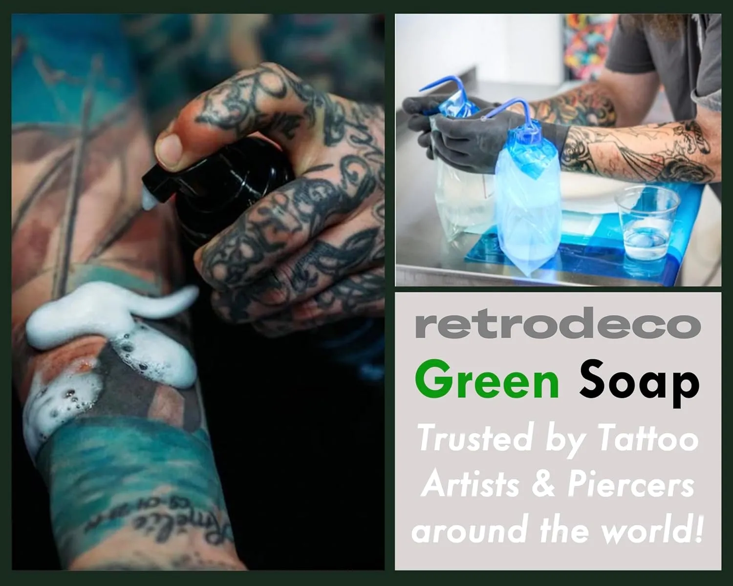 Ultra Concentrated 16.9oz Tincture of Green Tattoo Soap USP: Makes 1.3 Gallons of Green Soap with XL 16.9oz Squeeze Bottle
