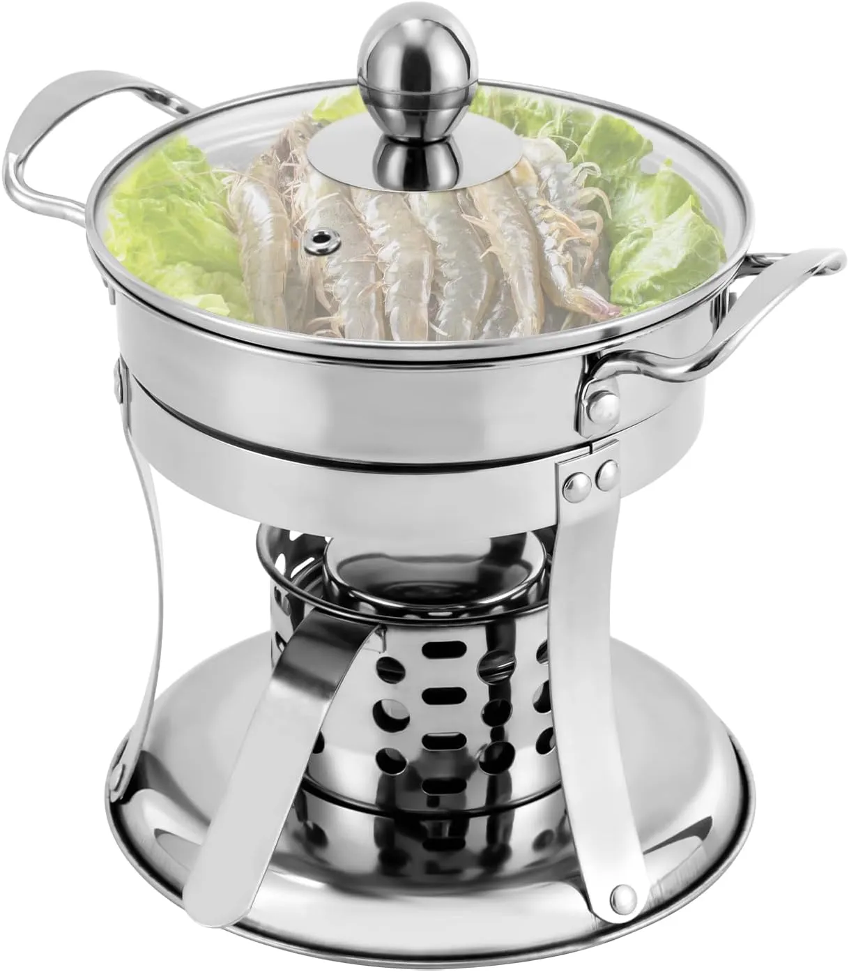 Ultralight Stainless Steel Alcohol Stove Set - 1.2L Dual Burners with Safety Rolled Edges & Heat-Resistant Handles, Ideal Gift for Outdoor Enthusiasts