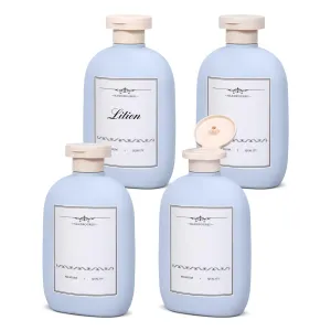 UMETASS 8.8 oz Plastic Travel Shampoo Bottles, Empty Plastic Squeeze Bottles with Flip Cap for Toiletries, Leakage-proof Travel Shampoo and Conditioner Bottles (4 pack, BLUE)