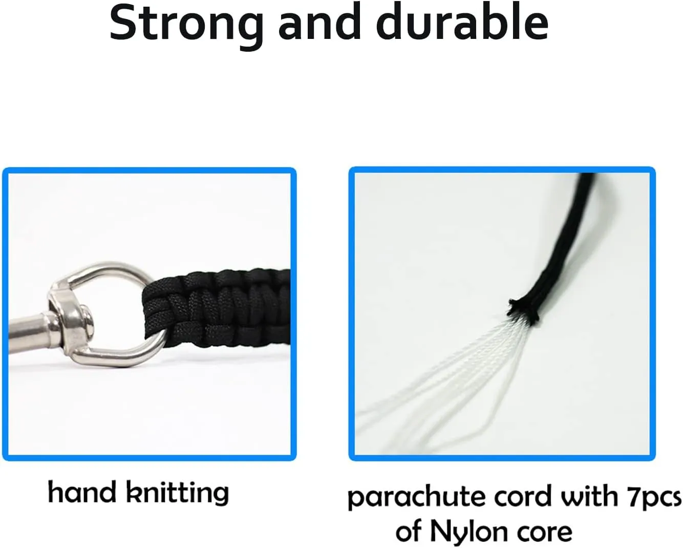 Underwater Camera housing Carry Lanyard Military Grade Parachute Rope Waterproof Case Soft Handle with 2pcs 316 Stainless Steel Swivel Eye Bolt Snap Hooks ns028