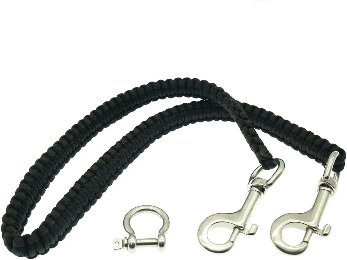 Underwater Camera housing Carry Lanyard Military Grade Parachute Rope Waterproof Case Soft Handle with 2pcs 316 Stainless Steel Swivel Eye Bolt Snap Hooks ns028