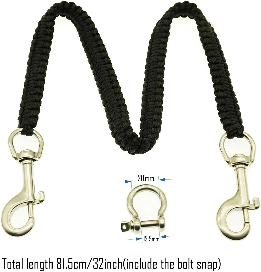 Underwater Camera housing Carry Lanyard Military Grade Parachute Rope Waterproof Case Soft Handle with 2pcs 316 Stainless Steel Swivel Eye Bolt Snap Hooks ns028