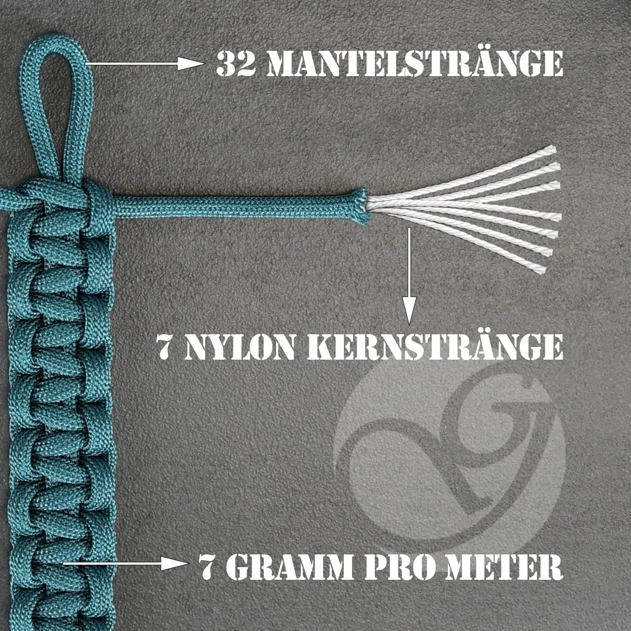 'Universal Survival Rope Made of tear-resistant Parachute Cord/Paracord 550 Core Rope Nylon, 550lbs, Total Length 15 m (50 ft) Colour: Brown – Brand Ganzoo
