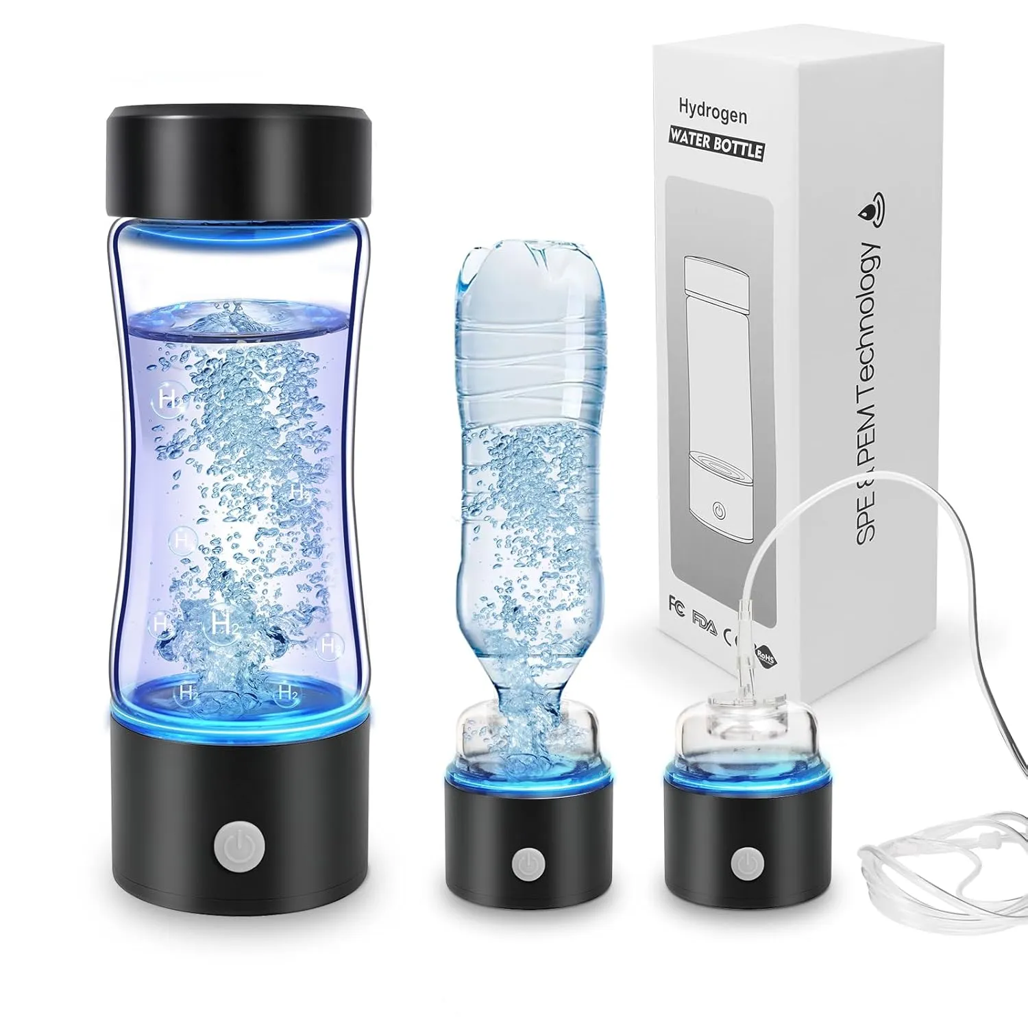 Upgrade Hydrogen Water Bottle Generator，Portable Rechargeable 420ml Hydrogen Water Bottle Machine，for Home Office Travel Fitness Drinking