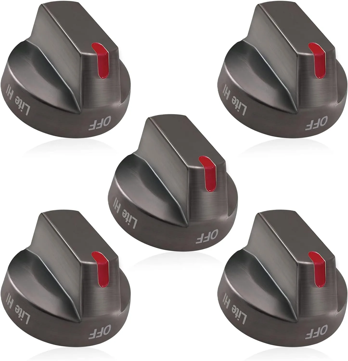 Upgraded Samsung Stove Knobs - Black Stainless Steel, Gas Stove & Oven Knobs Replacements (5Pack) Compatible with NX58M6850SG, NX58J7750SG, NX58J5600SG, NX58K7850SG