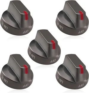 Upgraded Samsung Stove Knobs - Black Stainless Steel, Gas Stove & Oven Knobs Replacements (5Pack) Compatible with NX58M6850SG, NX58J7750SG, NX58J5600SG, NX58K7850SG