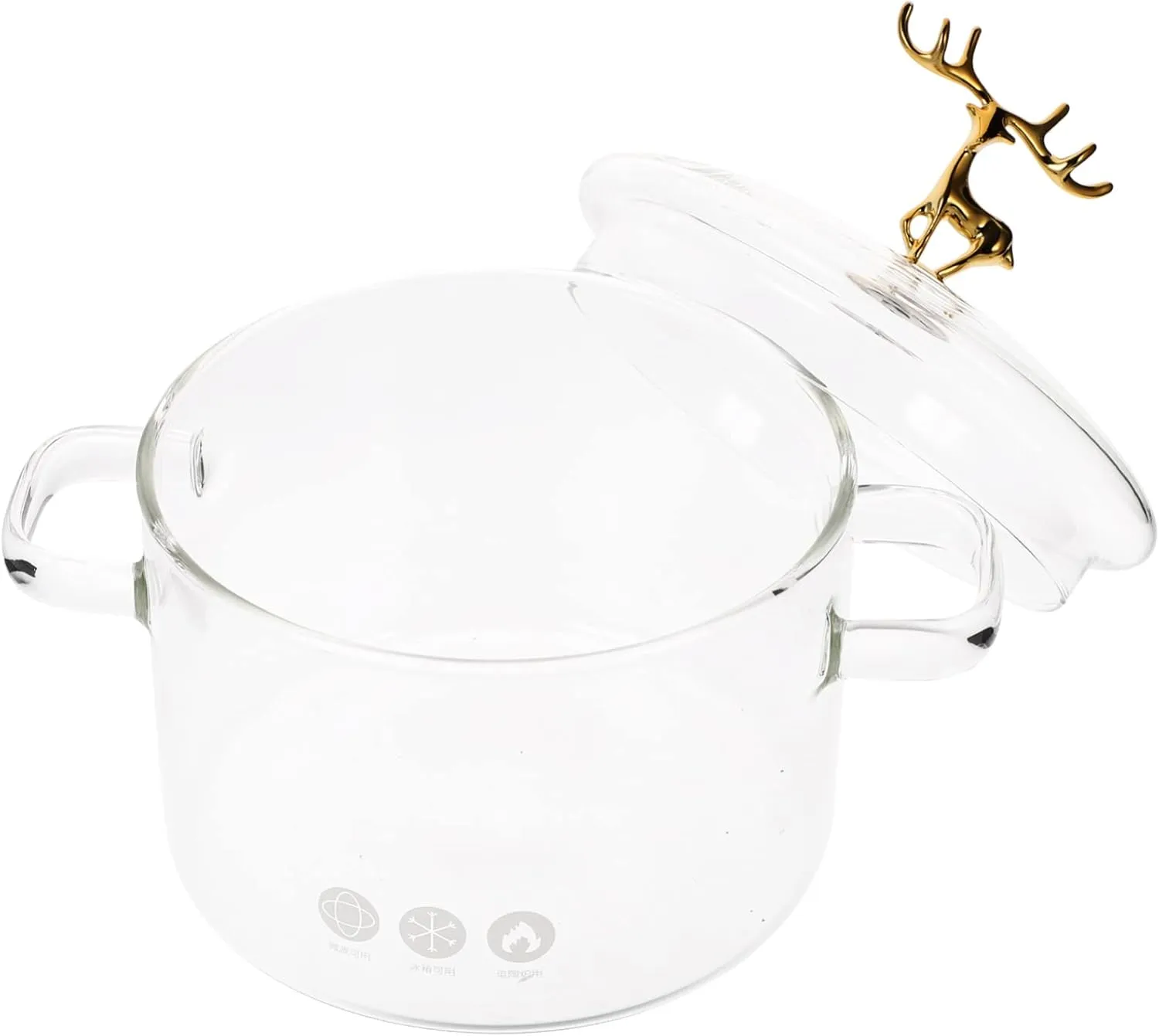Vaguelly High Borosilicate Glass Stew Pot with Elk Style Lid Noodle and Soup Pot for Home Kitchen Heat-resistant and Easy to Clean Cookware