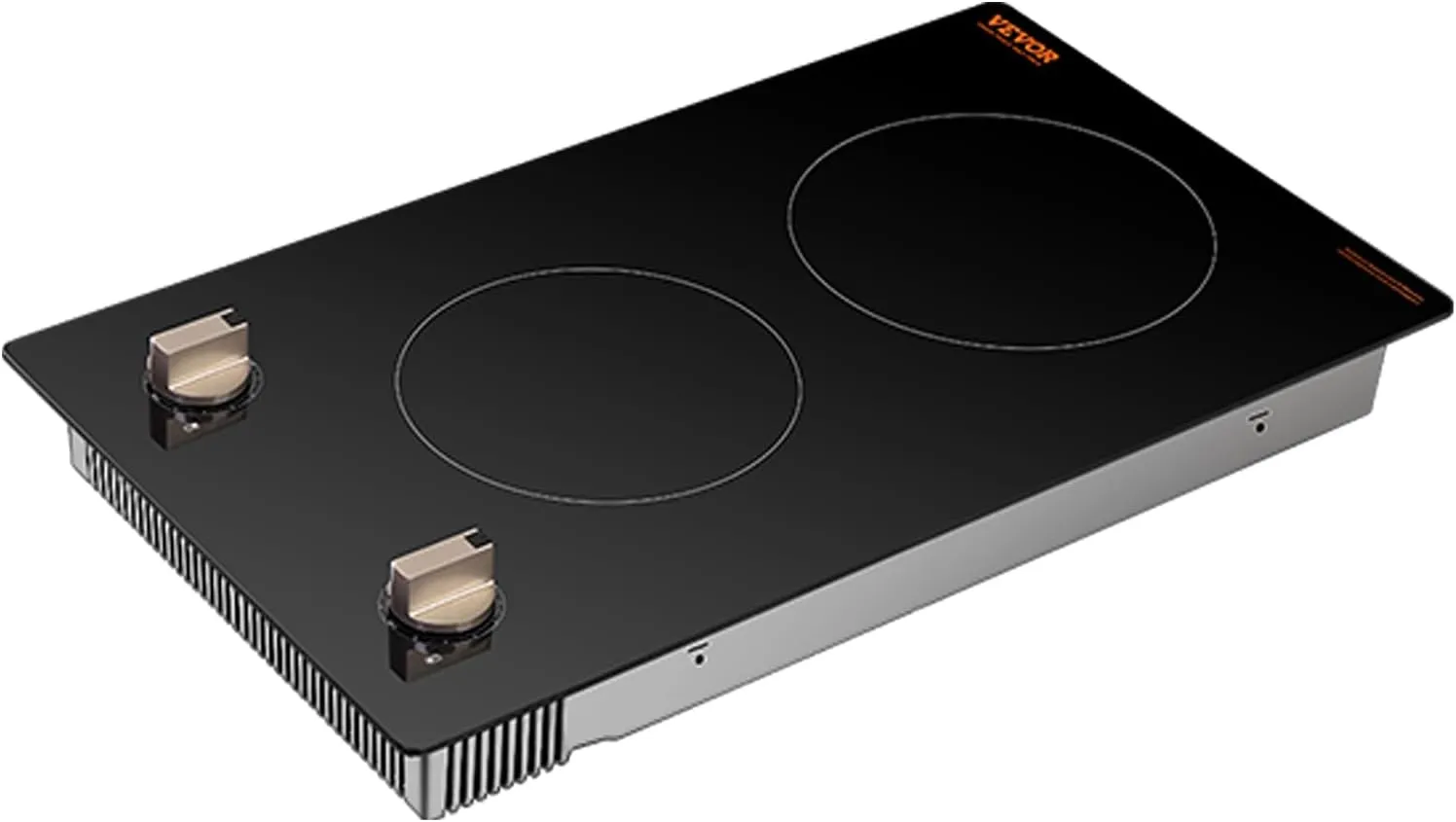 VEVOR Induction Cooktop, 3500W Electric Countertop Burner, 2 Burner Knob Control Stove, Built-in Induction Cooktop with 12 Temperature Settings, Glass Surface, Auto Shut-Off