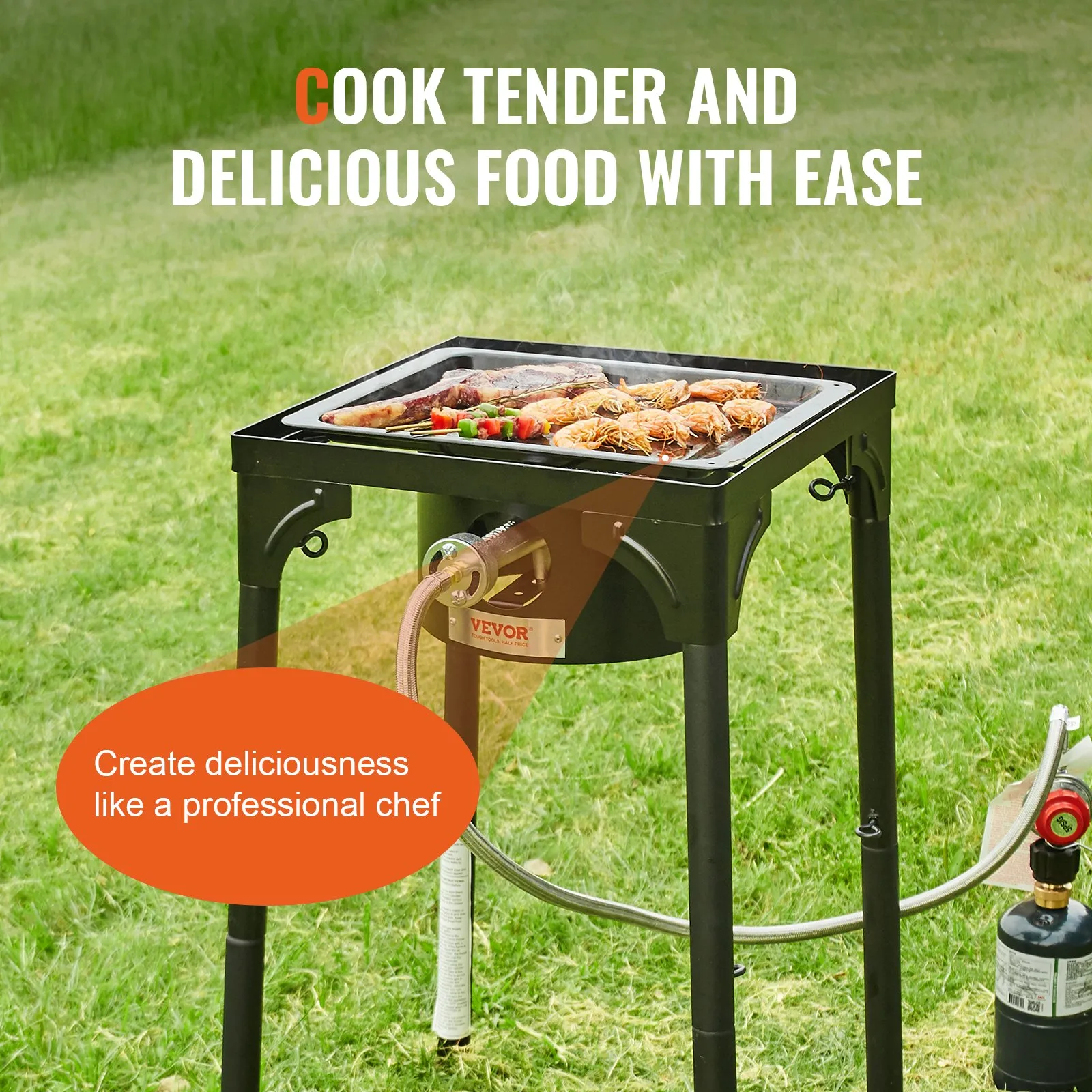 VEVOR Single Burner Outdoor Camping Stove - Heavy Duty Carbon Steel Gas Cooker