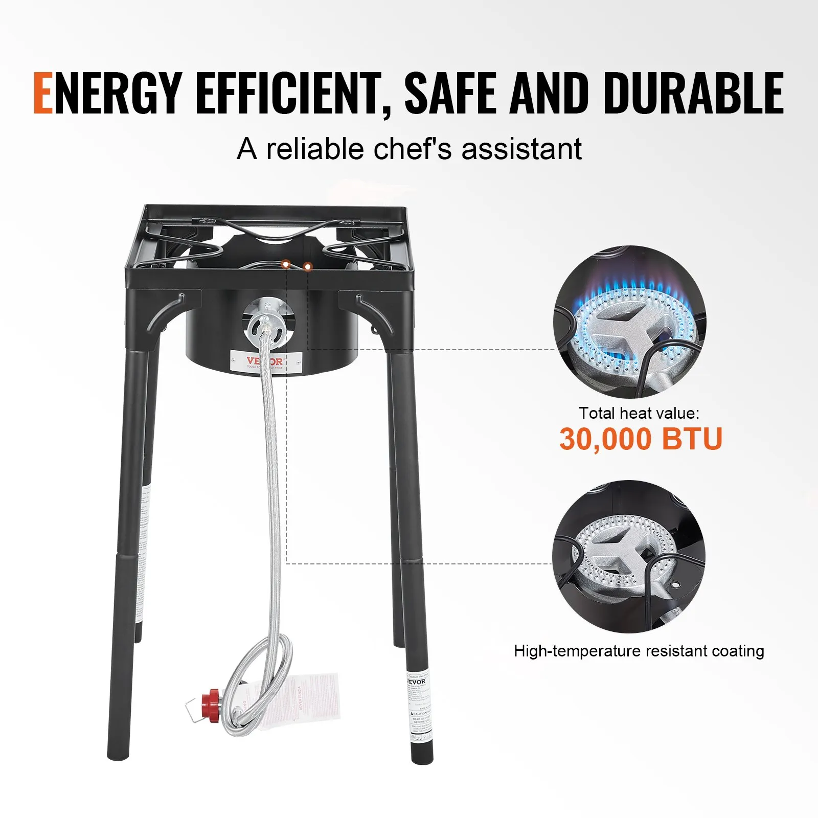VEVOR Single Burner Outdoor Camping Stove - Heavy Duty Carbon Steel Gas Cooker