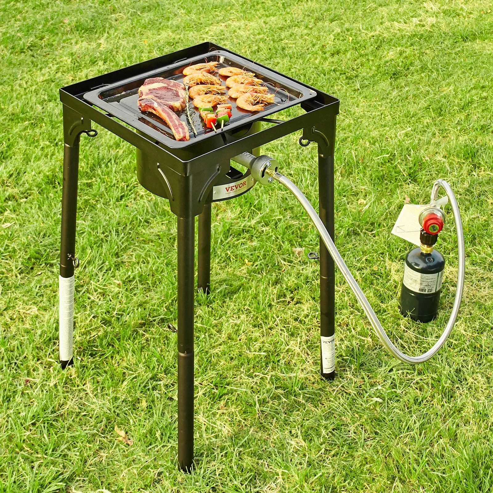VEVOR Single Burner Outdoor Camping Stove - Heavy Duty Carbon Steel Gas Cooker