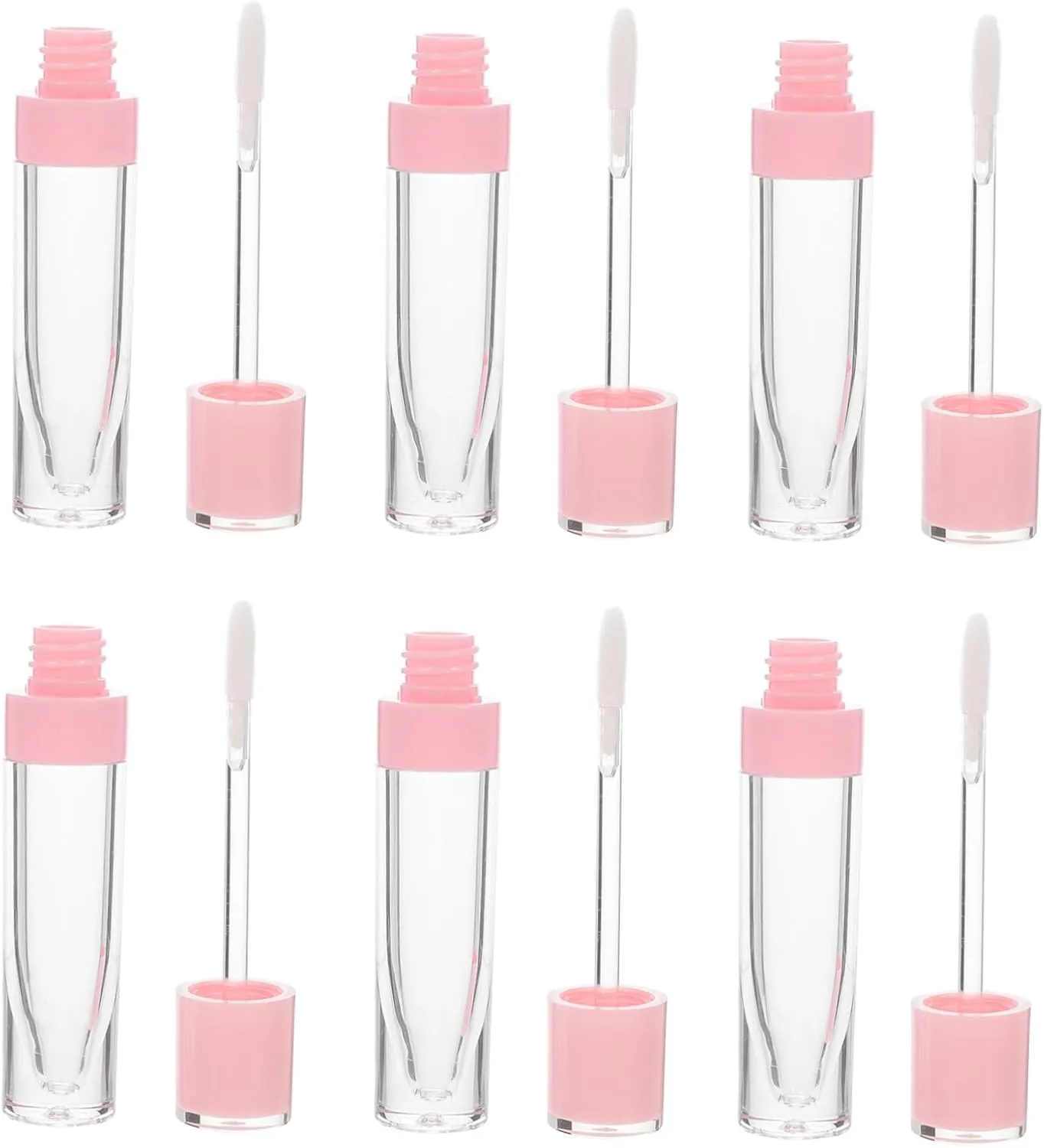 VICASKY 6pcs Empty Tube of Round Lip Glaze Tubes Tint with Moisturizing Balm Matte Squeeze Lip Gloss Lip Color Containers Refillable Bottles Lip Stick Container Lip Honey Tube Pink Plastic