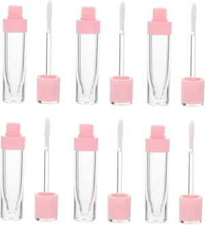 VICASKY 6pcs Empty Tube of Round Lip Glaze Tubes Tint with Moisturizing Balm Matte Squeeze Lip Gloss Lip Color Containers Refillable Bottles Lip Stick Container Lip Honey Tube Pink Plastic