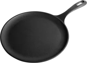 Victoria 10.5-Inch Cast Iron Comal Griddle Pan with a Long Handle, Preseasoned with Flaxseed Oil, Made in Colombia