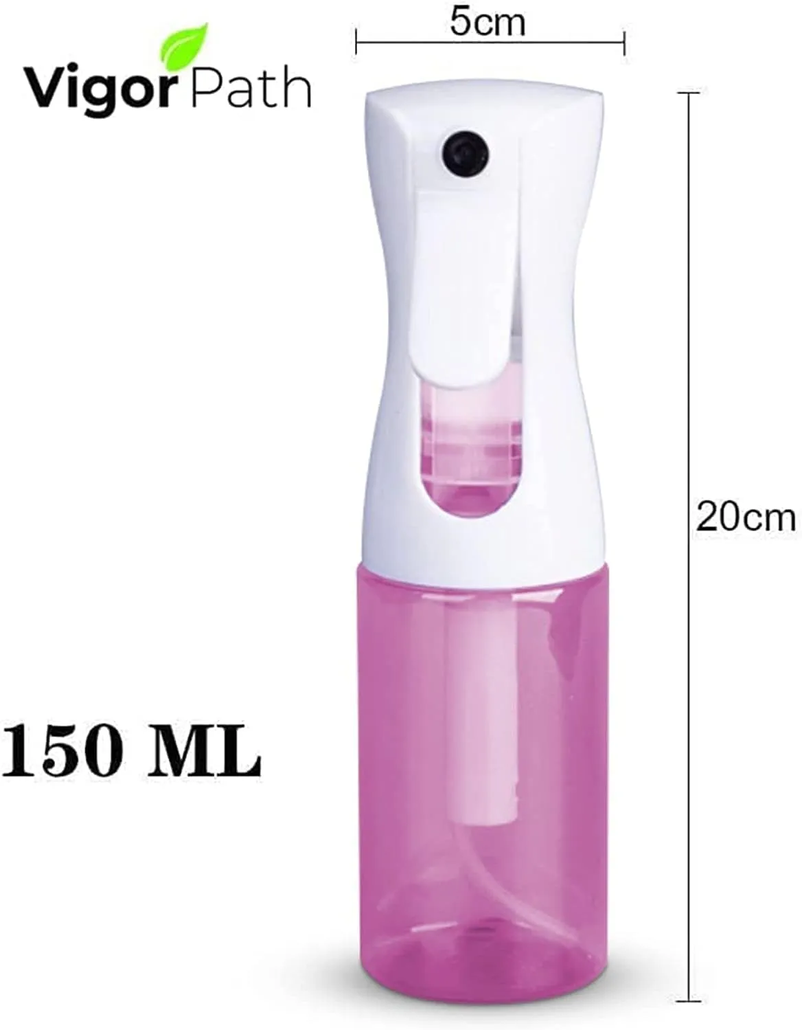 VIGOR PATH Continuous Fine Mist Spray Bottle – 5oz/150ml Refillable Water Mister for Hair, Cleaning, Plants & Beauty (Variety Pack)