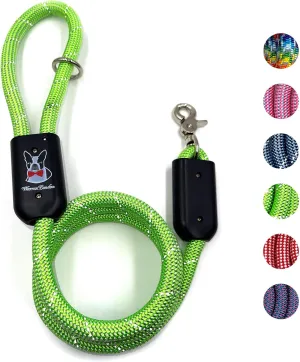 Warren London Climbing Rope Dog Leash | 5ft Length with Options for Reflective | Ergonomic Grip Comfort Control and Durability | Heavy Duty for Small Medium and Large Dogs | Green Reflective