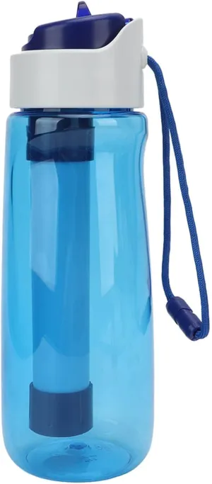 Water Bottle Filtered 750ML Portable Multi Layer Filtration Purified Water Bottle Cycling (Blue)