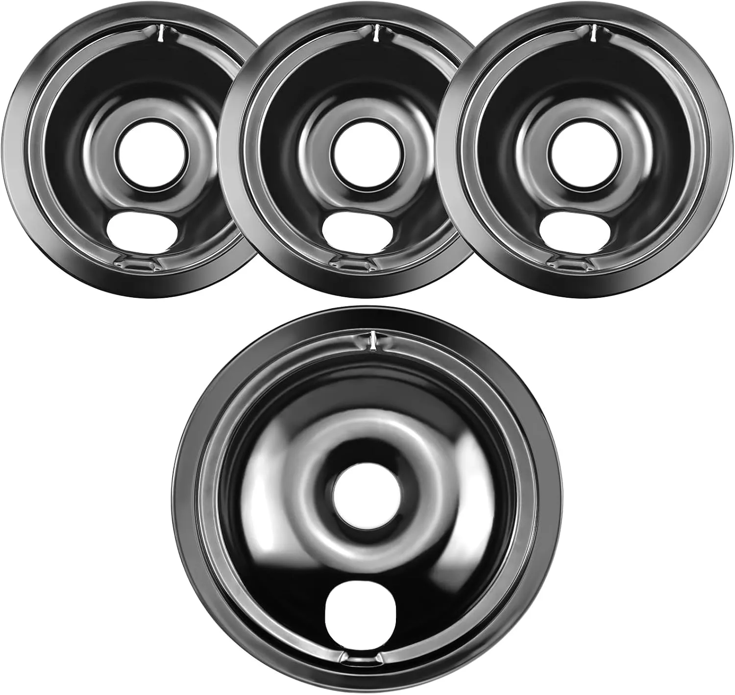 WB31M19 WB31M20 Porcelain Drip Pan Bowls - Includes 1 Pack 8-Inch WB31M19 and 3 Pack 6-Inch WB31M20 - Replacement for Ken-more GE Hotpoint Burner Electric Range