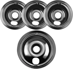 WB31M19 WB31M20 Porcelain Drip Pan Bowls - Includes 1 Pack 8-Inch WB31M19 and 3 Pack 6-Inch WB31M20 - Replacement for Ken-more GE Hotpoint Burner Electric Range
