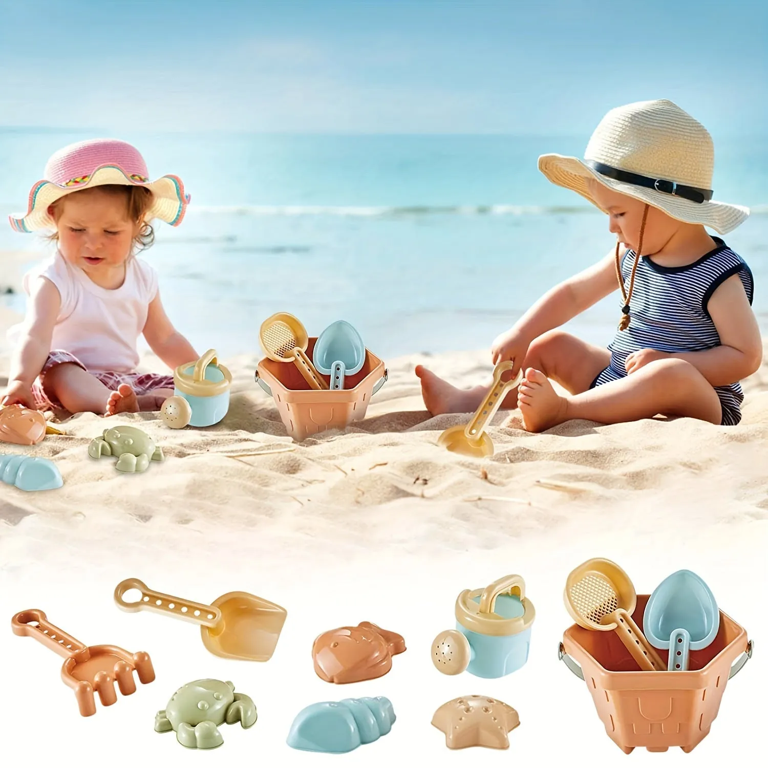 Weiff Beach Sand Toys for Toddlers 10 Piece Set Eco Friendly Plastic
