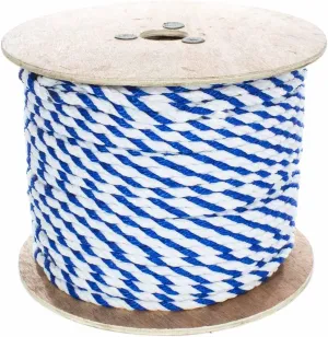West Coast Paracord Twisted Polypropylene Pool Rope (1/4-3/4 Inch) 3 Strand Polypro Cord - Lightweight Utility Rope for Safety Lines, Pool Lanes (10-600 Feet Lengths, Blue and White)