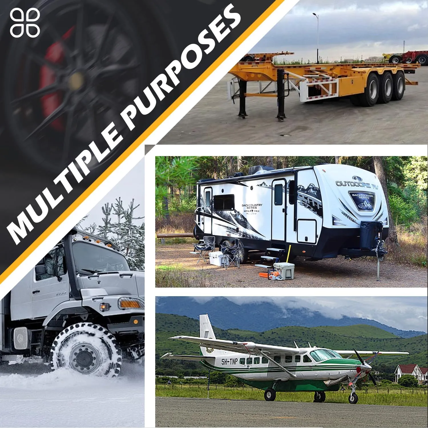 Wheel Chocks [1pair/2pack with Rope] for RV Trailer Camper Truck Car and Aircraft, Versatile Heavy Duty Rubber Wheel Chocks Block with 3 Reflective Strips, Tire Wheel Immobilizers & Chocks