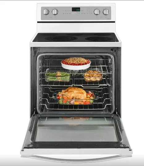 Whirlpool YWFE745H0FS Range, 30 inch Exterior Width, Electric, Self Clean, Convection, 5 Burners, 6.4 cu. ft. Capacity, Storage Drawer, 1 Ovens, Stainless Steel colour True European Convectio