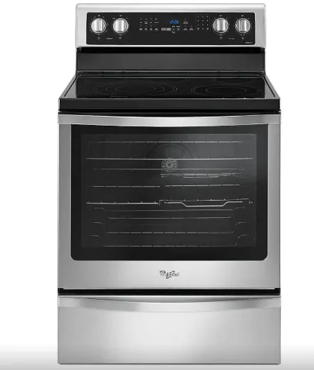 Whirlpool YWFE745H0FS Range, 30 inch Exterior Width, Electric, Self Clean, Convection, 5 Burners, 6.4 cu. ft. Capacity, Storage Drawer, 1 Ovens, Stainless Steel colour True European Convectio