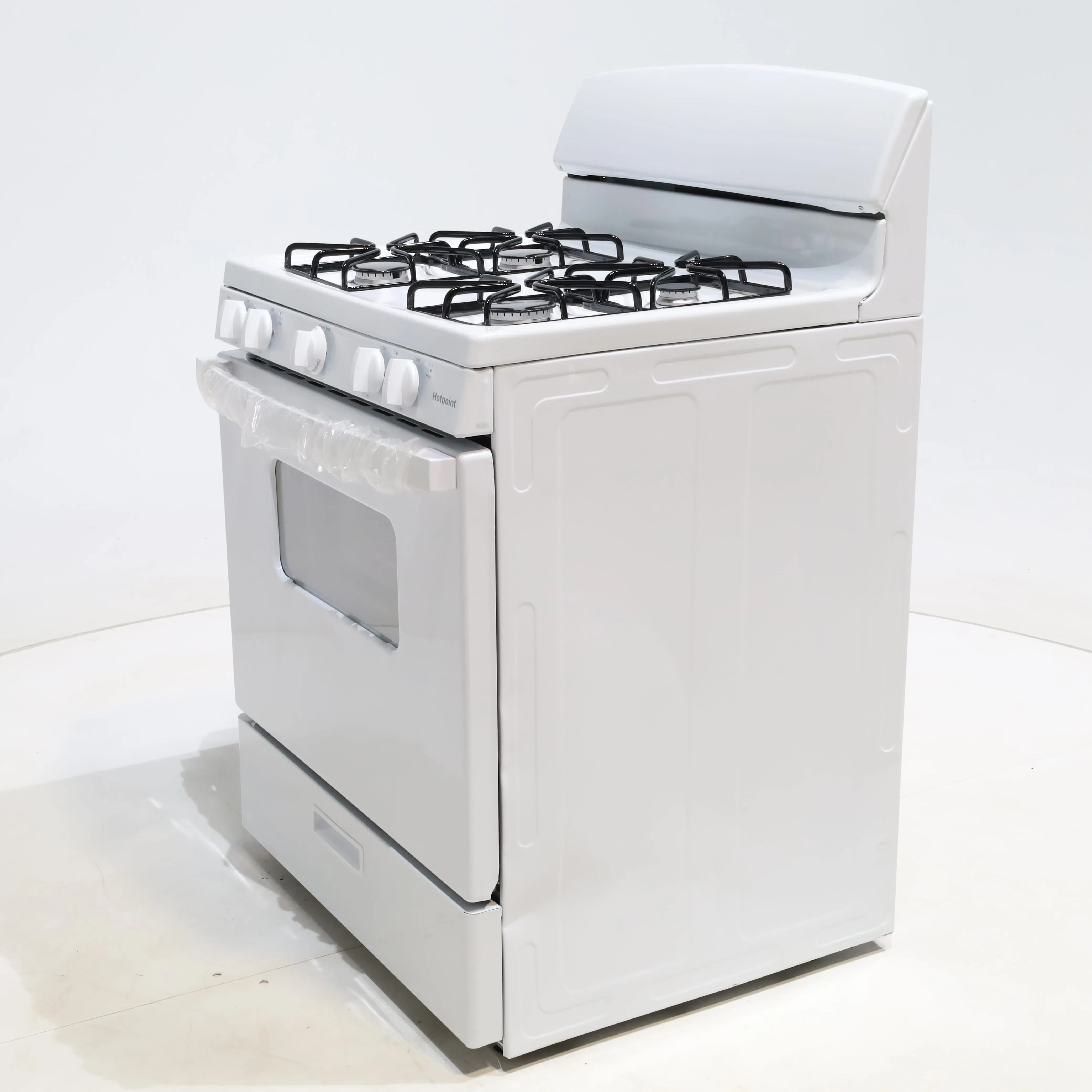 White Hotpoint 4.8 cu. ft. 4 Burner Freestanding Gas Range with Broiler Drawer - Scratch & Dent - Minor