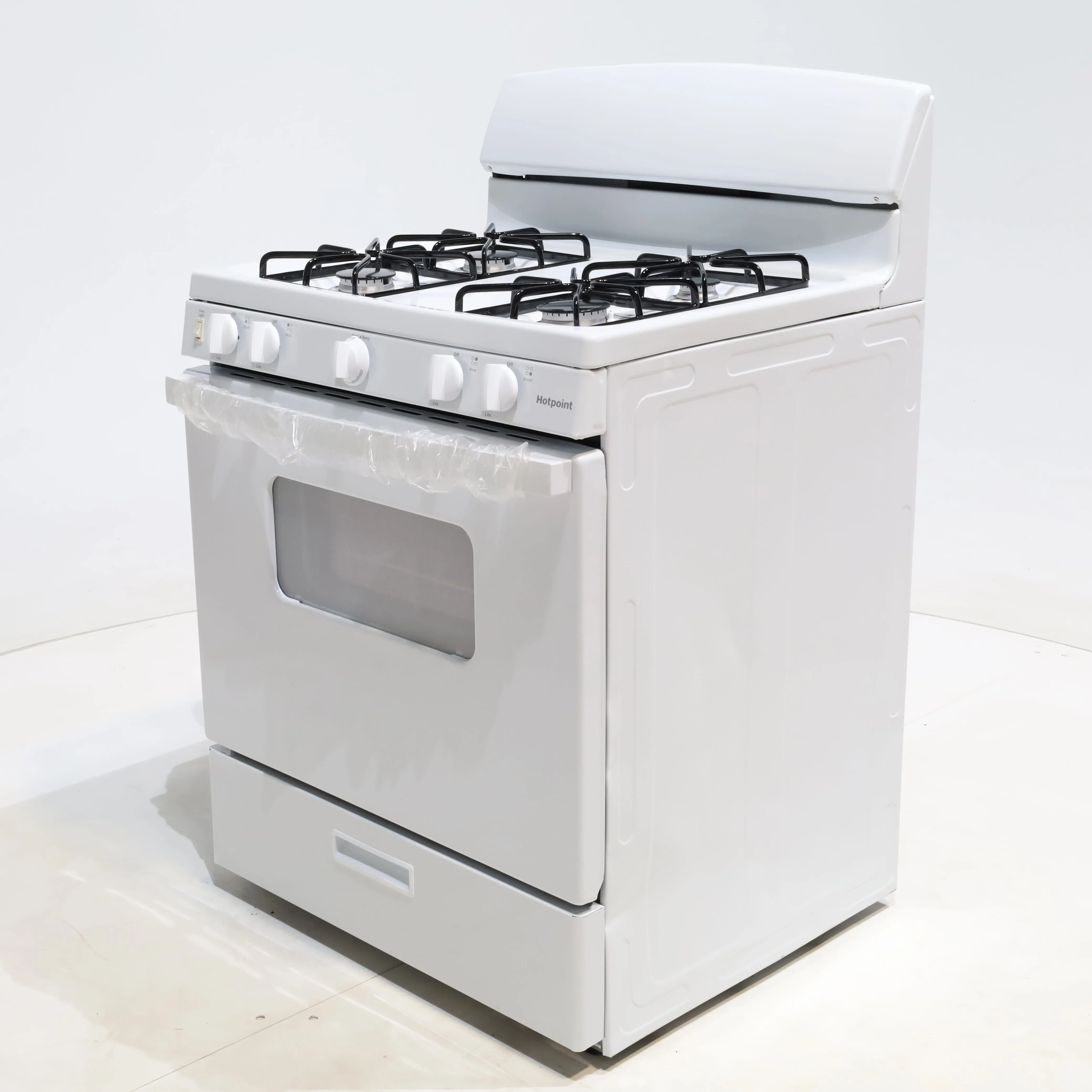 White Hotpoint 4.8 cu. ft. 4 Burner Freestanding Gas Range with Broiler Drawer - Scratch & Dent - Minor
