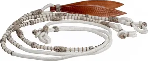 White Nylon Rope with Brown Knots Raw Hide Leather Horse Tack Hand-Braided Romal Romel Reins Ranch Rope/Rope Reins8.5 Ft, 52' Romel