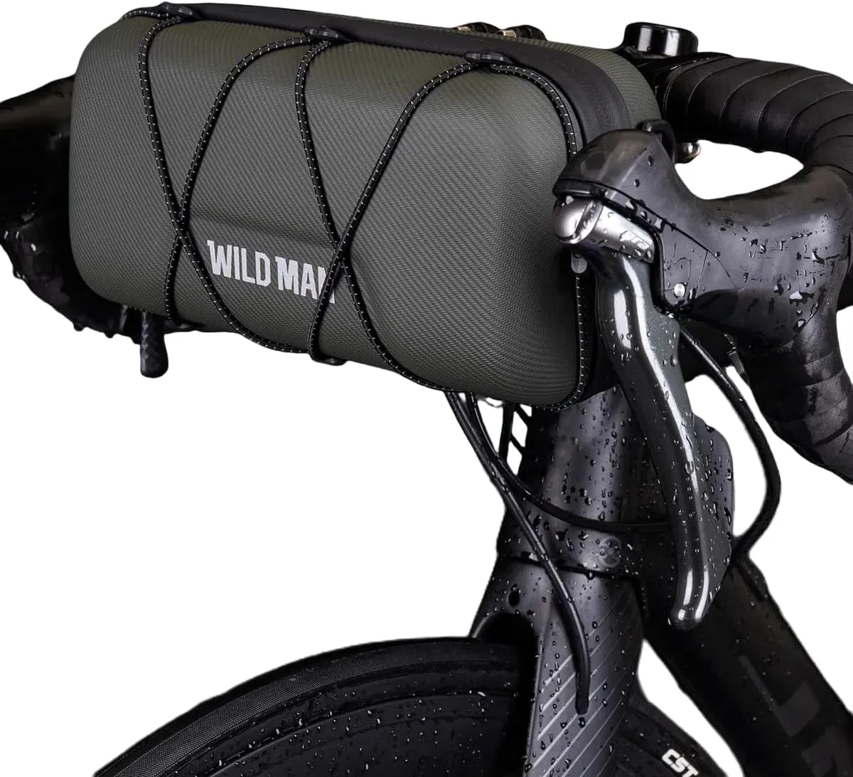 WILD MAN Hard Shell Handlebar Bike Bag for Cycling Bike Handlebar Pack with Elastic Rope Design Bicycle Front Bag for Road Mountain Bike​(GD8,Black)