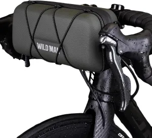 WILD MAN Hard Shell Handlebar Bike Bag for Cycling Bike Handlebar Pack with Elastic Rope Design Bicycle Front Bag for Road Mountain Bike​(GD8,Black)