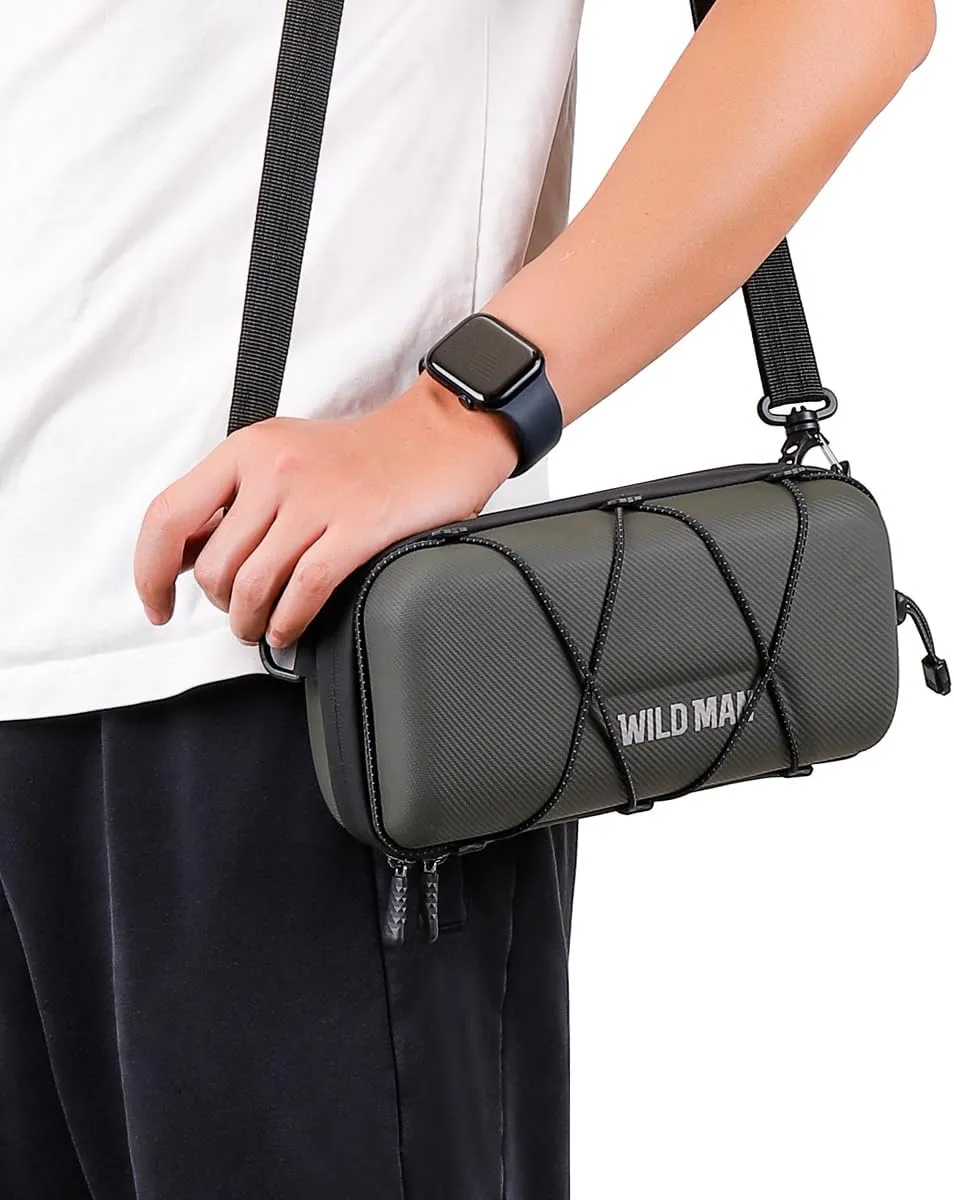 WILD MAN Hard Shell Handlebar Bike Bag for Cycling Bike Handlebar Pack with Elastic Rope Design Bicycle Front Bag for Road Mountain Bike​(GD8,Black)