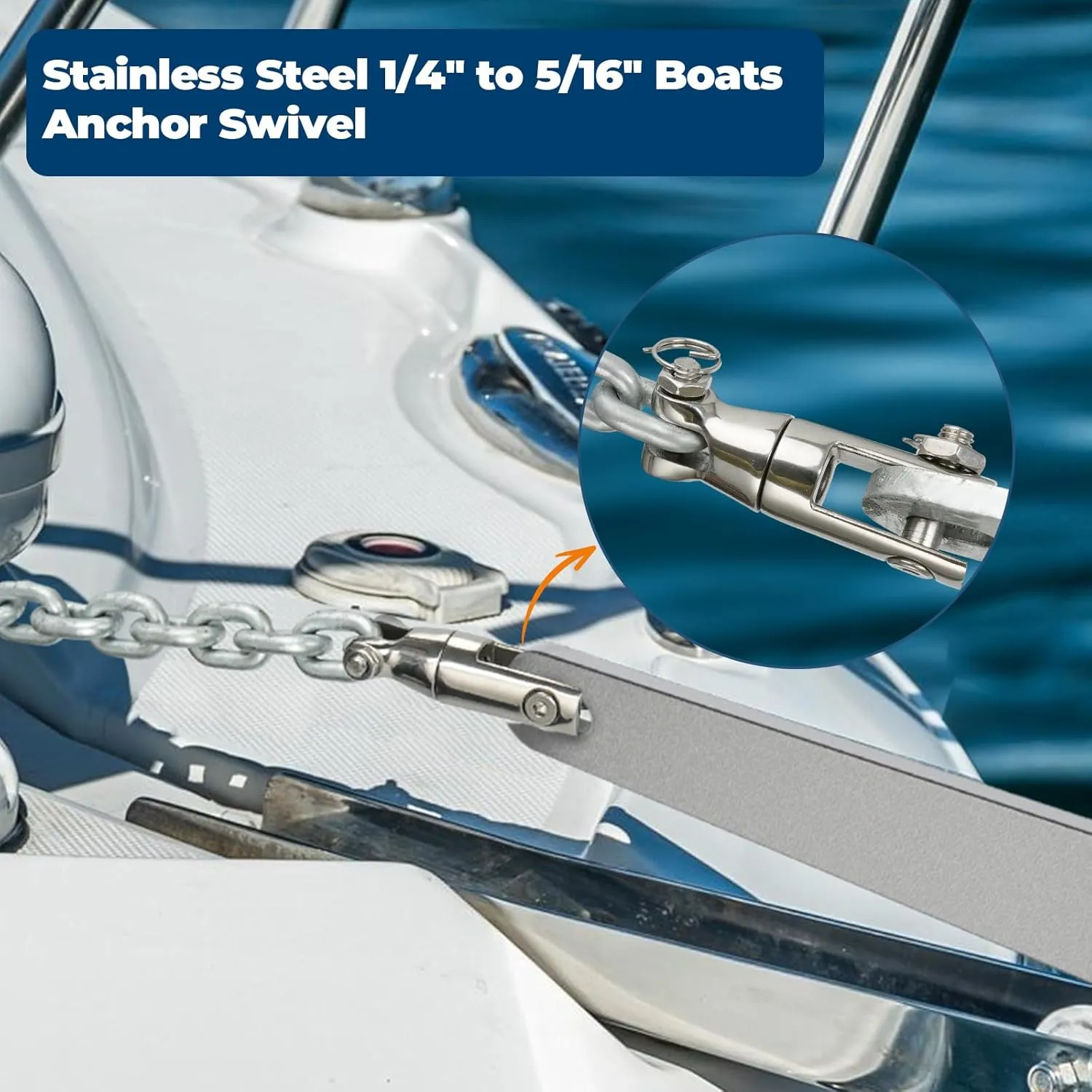 Windlass Anchor Rode Rope/Chain, 1/2" Anchor Line 100ft with 1/4" Hot-Dipped Galvanized G4 Chain 10ft and Swivel Connector Kit, 3-Strand Nylon Rope