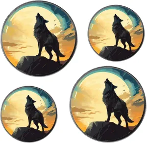 Wolf Howling At The Full Moon Picture Set of 4 Stove Burner Covers - Premium Round Electric Stove Range Protectors,8 IN & 10 IN
