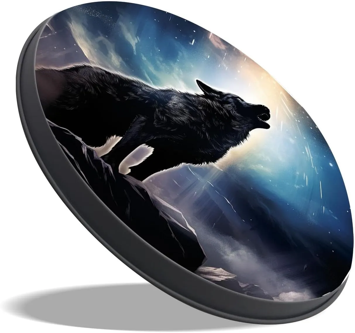 Wolf Howling Moon with Shiny Lovely Set of 4 Stove Burner Covers - Premium Round Electric Stove Range Protectors,8 IN & 10 IN