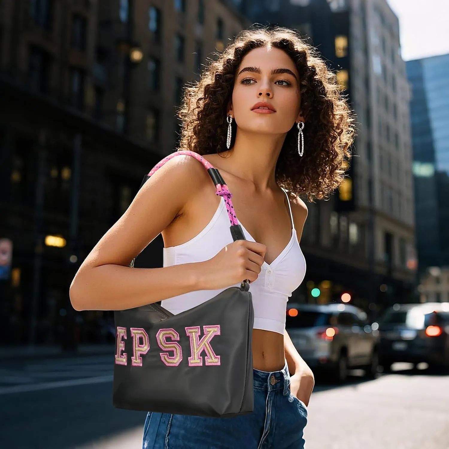 Women's Shoulder Bag Nylon Crossbody Bag Hip Hop Fashion Style Tote Letter Embroidery Craft Detachable Strap